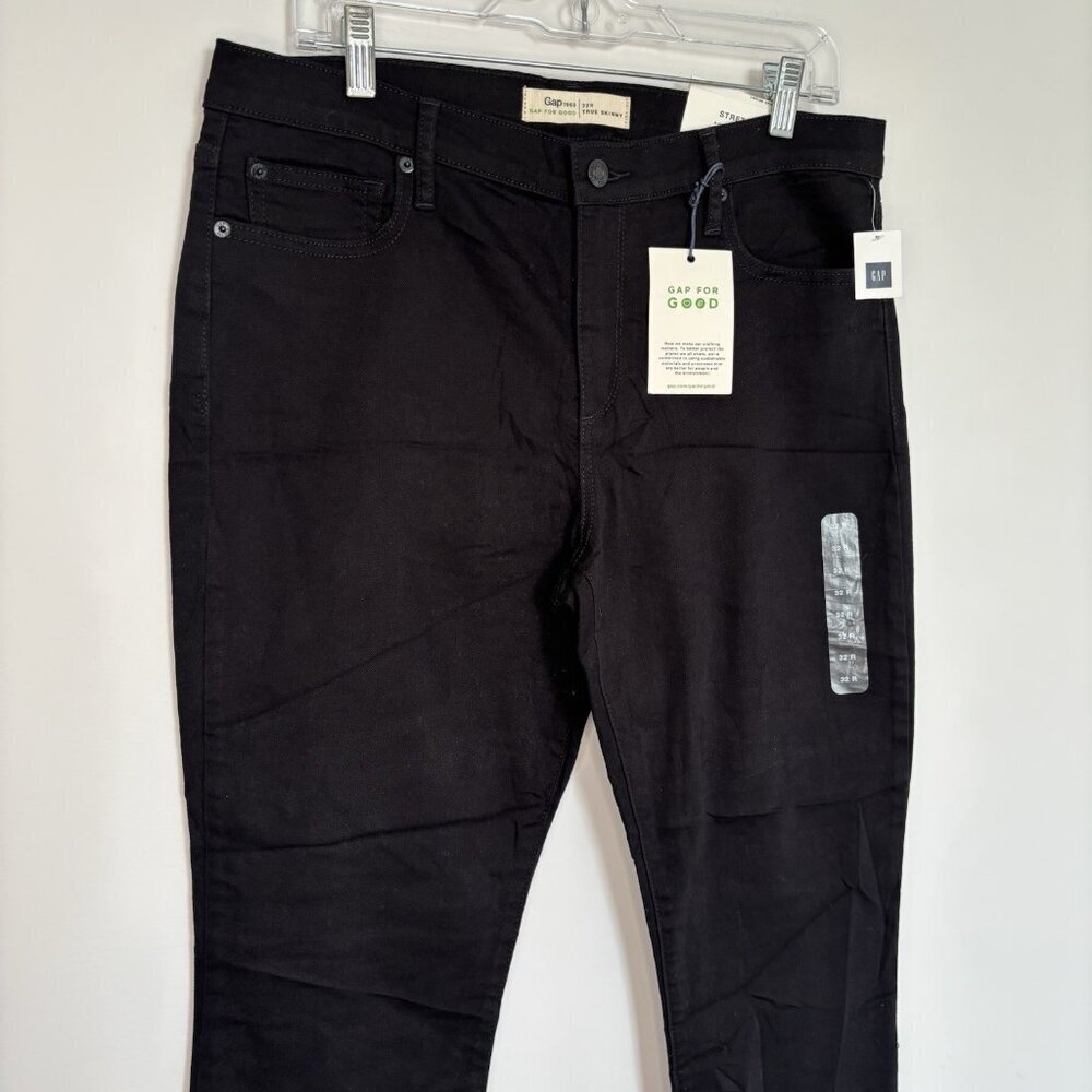 GAP NEW True Skinny Jeans Womens 32R Black Stretch Mid Rise Ankle 5-Pocket